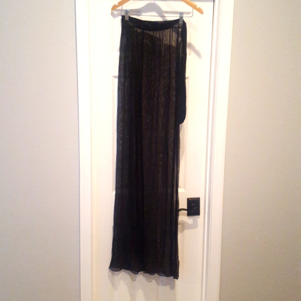 Matte Collection Sheer Black Wrap Tie Cover up Skirt Size OS